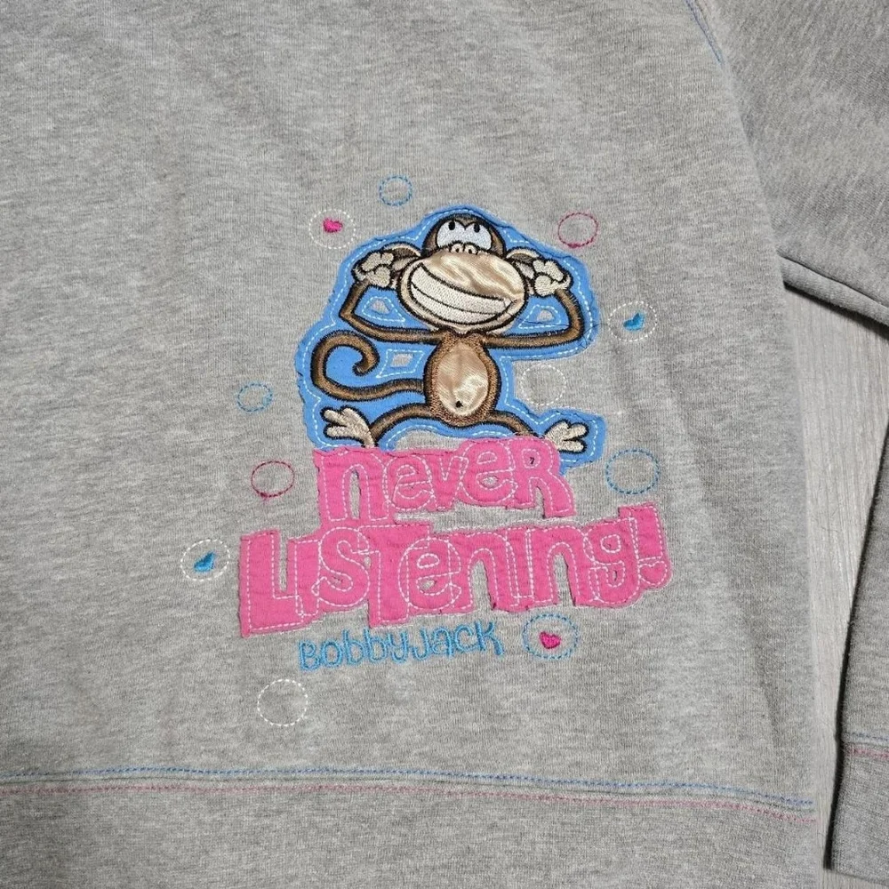 Vintage Y2K Bobby Jack Grey Embroidered Full Zip Hoodie Special Edition Youth? - Picture 8 of 8